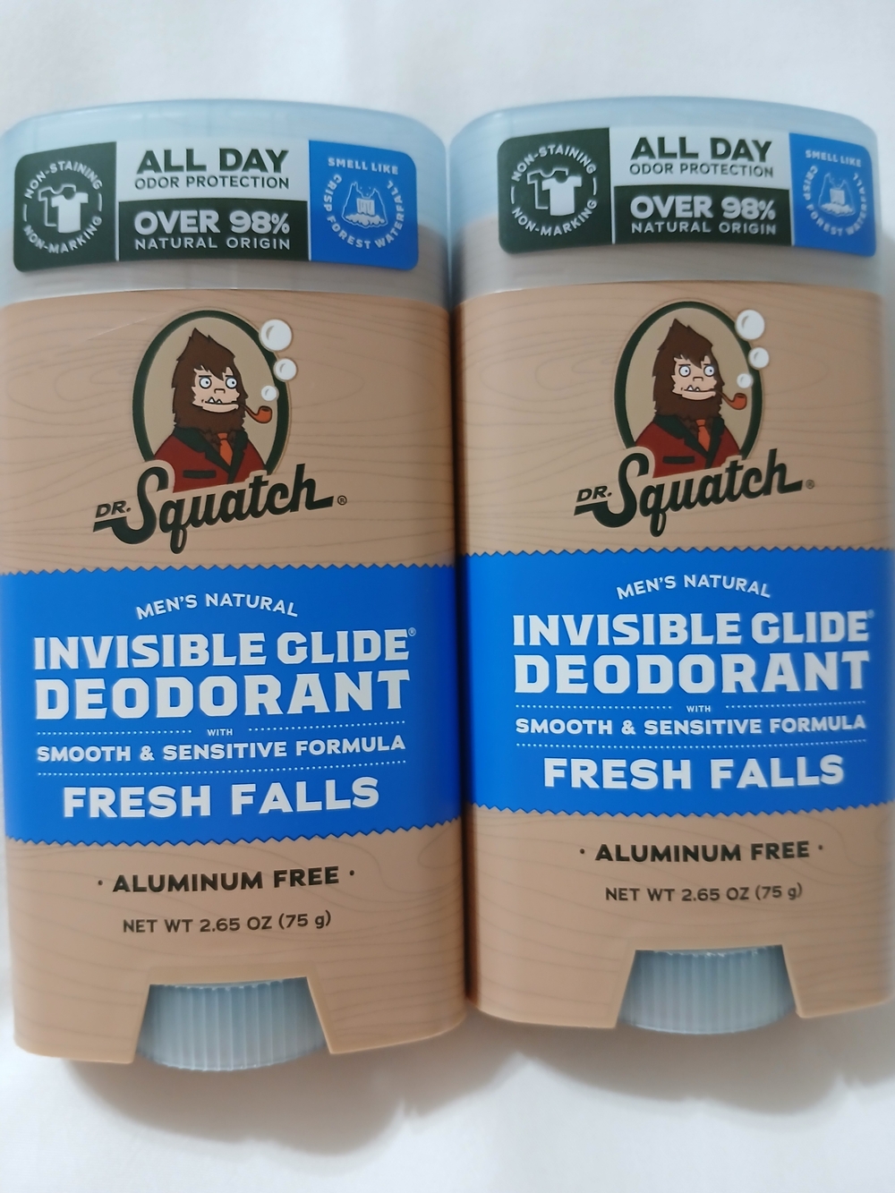 New- Dr Squatch-Men's Natural Invisible Glide Deodorant - Fresh Falls Set Of 2.
